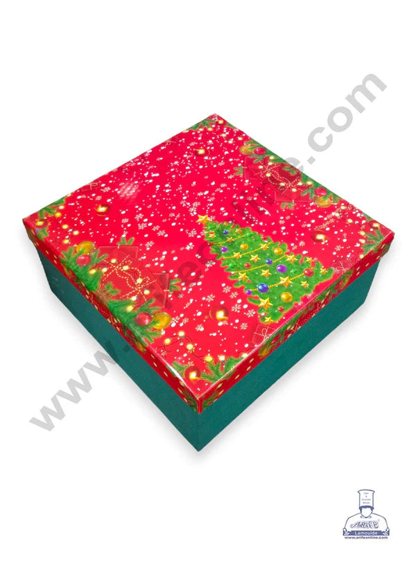 CAKE DECORβ’ Small Top Square Bottom Christmas Design Hard Gift Box | Hamper Box | Present Box (21 cm X 5 cm)