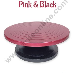 CAKE DECOR™ 360 Degree Rotating Cake Stand Cake Decorating Turntable, Pink & Black 12-inch