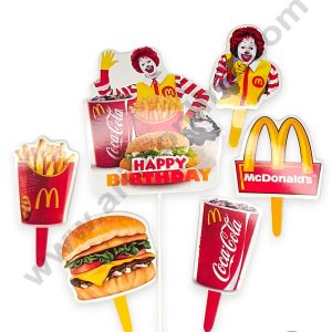 CAKE DECOR™ 6 pcs Happy Birthday McDonald's Theme Paper Topper For Cake And Cupcake (SBMT-PT-171)