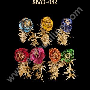 CAKE DECORβ’ Sola Wood Flowers Set For Innovative Hampers & Gifting - Rose With Gold Leaves Random Colors