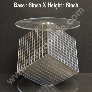 CAKE DECOR™ Disco Square Cake Spacer For Cake and Cupcake Decoration - Base 6 inch X Height 6 inch