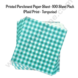 CAKE DECOR™ Printed Parchment Paper | Bento Box Liner | Grease Proof Paper | Wrap Paper - Turquoise Checks/Plaid Print (100 Sheets)