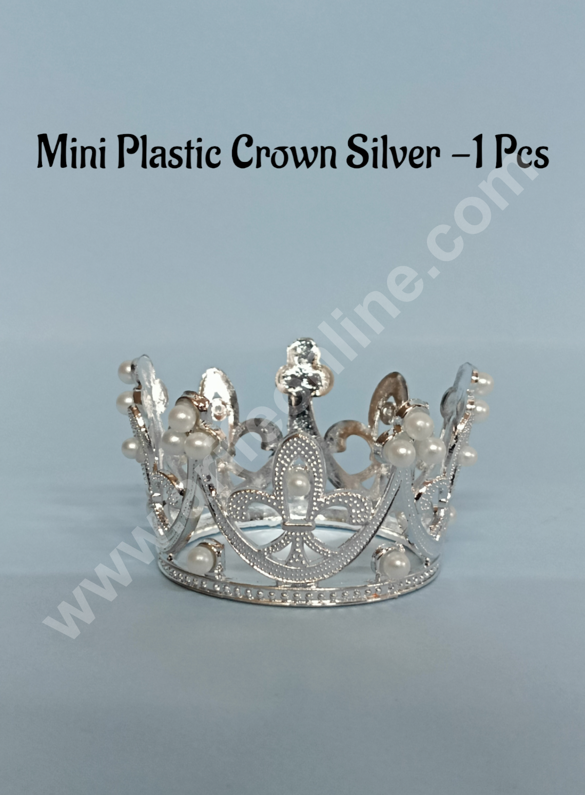 CAKE DECORβ’ Mini Plastic Crown Topper For Bento Cake And Cupcake Decorations -Silver
