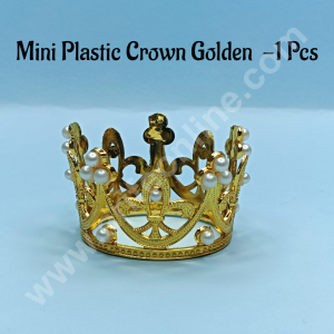 CAKE DECORβ’ Mini Plastic Crown Topper For Bento Cake And Cupcake Decorations - Gold