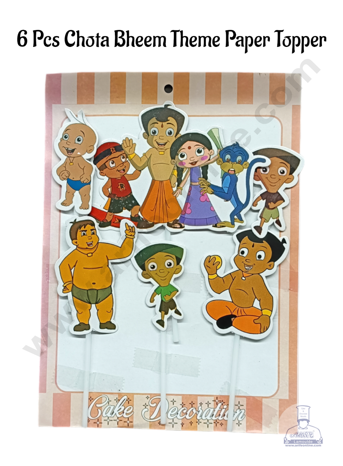 Cake Decor 6 Pcs Chhota Bheem Theme Paper Topper For Cake And Cupcake