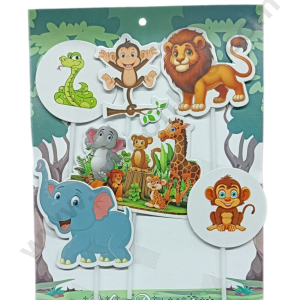 Cake Decor 6 Pcs Jungle Theme Paper Topper For Cake And Cupcake