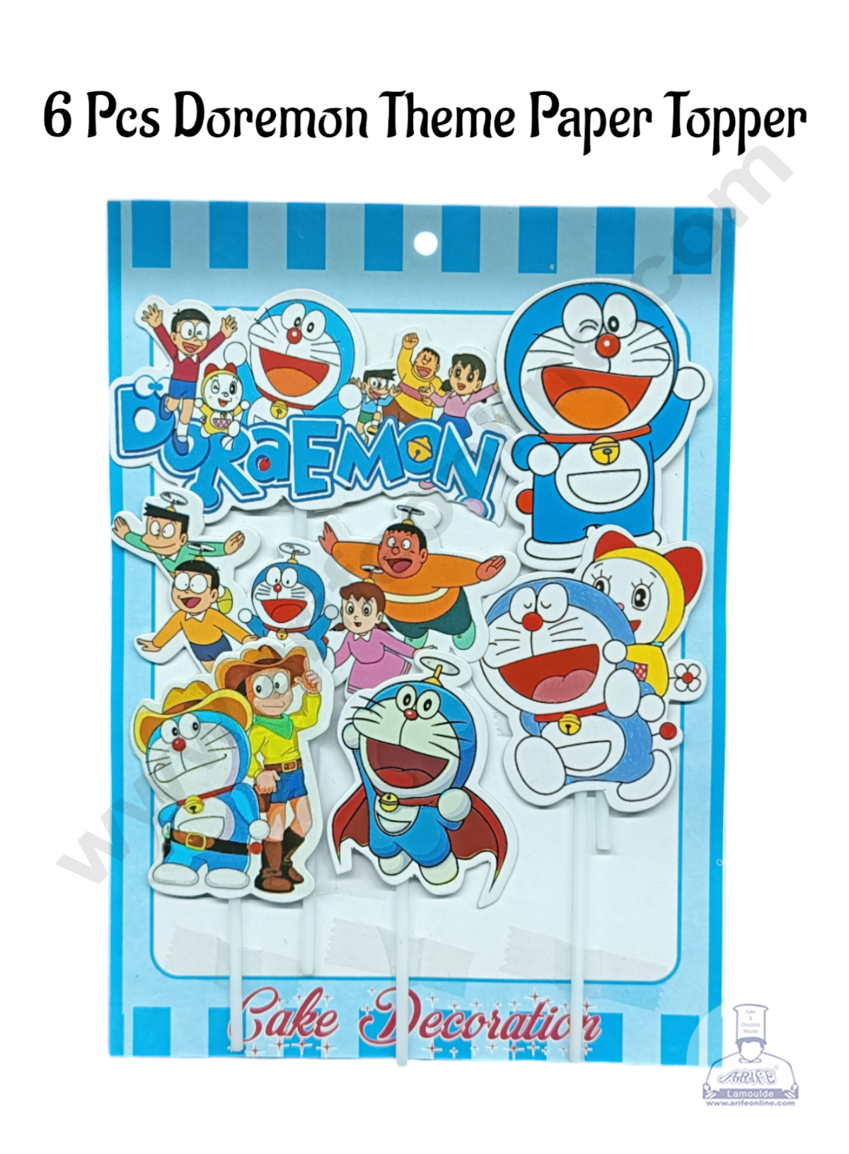 Cake Decor 6 pcs Doremon Theme Paper Topper For Cake And Cupcake