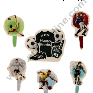 Cake Decor™ 6 pcs Happy Birthday Football Theme Paper Topper For Cake And Cupcake SBMT-PT-068