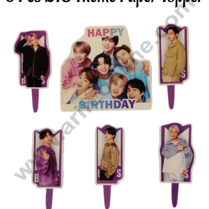 Cake Decor™ 6 pcs Happy Birthday BTS Theme Paper Topper For Cake And Cupcake SBMT-PT-062