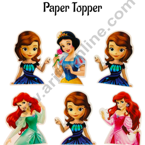 CAKE DECOR™ 6 pcs Disney Princess Theme Paper Topper For Cake And Cupcake SBMT-PT-095