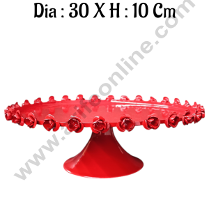 CAKE DECORβ’ Red Metal Cake Stand with Metal Rose Border | Dessert Stand | Cupcake Stand