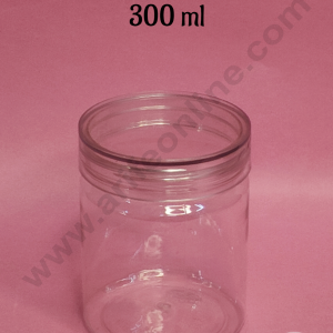 CAKE DECOR™ 1 Piece Plastic Transparent Cookies Jar With Clear Cap  - 300 ml