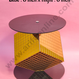 CAKE DECOR™ Golden Disco Square Cake Spacer For Cake and Cupcake Decoration - Base 8 inch X Height 8 inch