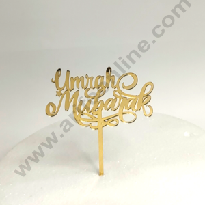 Cake Decorβ’ Mirror Shimmer Shining Acrylic Cake Topper Umrah Mubarak With Star
