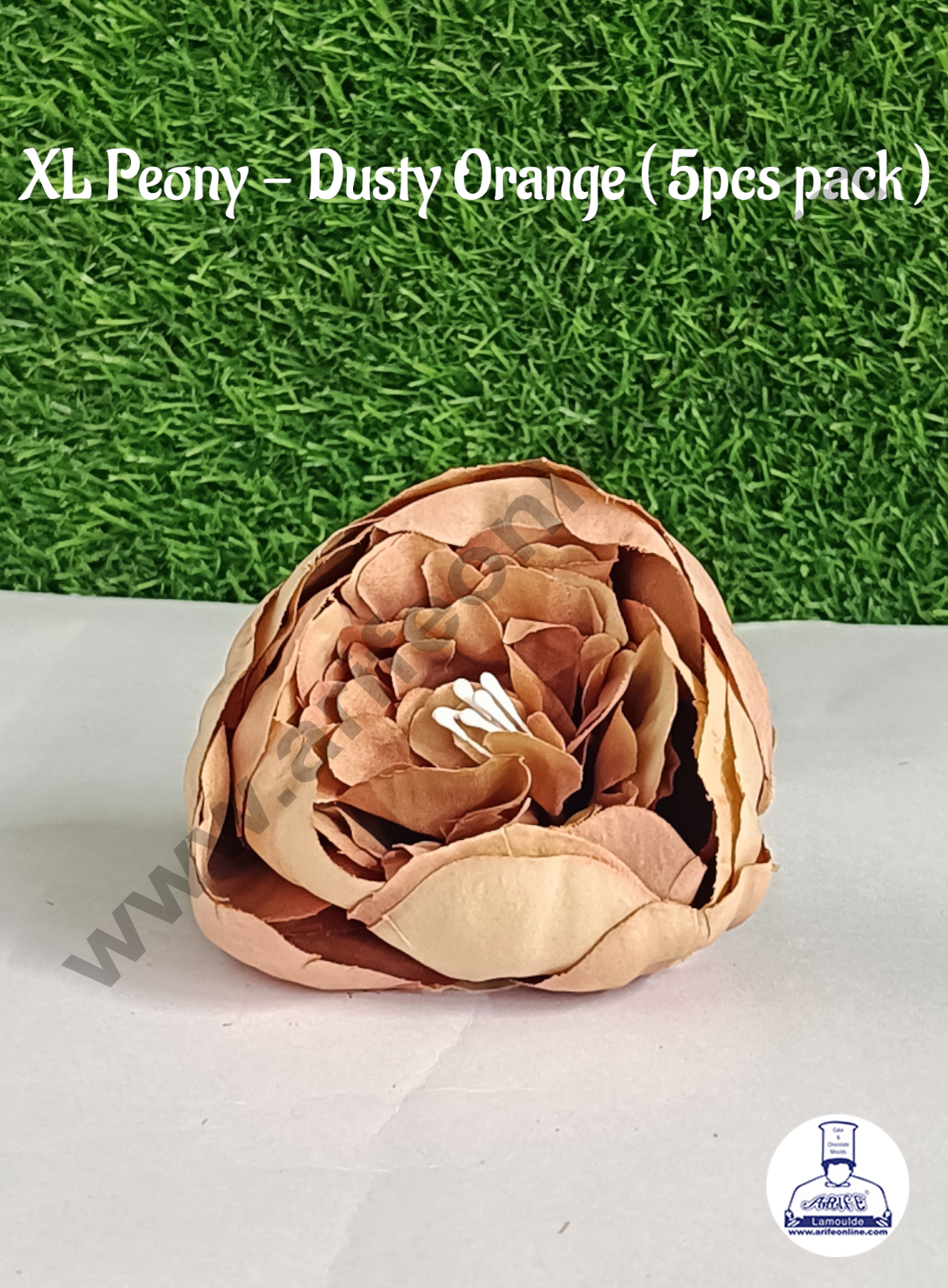 Cake Decor™ XL Peony Artificial Flower For Cake Decoration – Dusty Orange ( 5 pc pack )