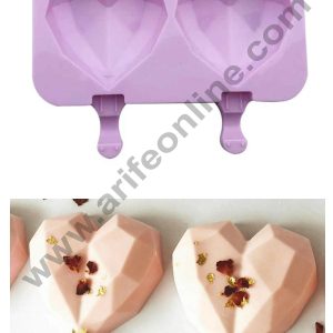 Cake Decor 2 in 1 Heart Silicone Popsicle And Cakesicle Molds Valentine Mould