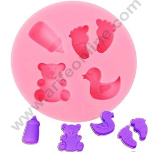 Cake Decor Silicone 4 Cavity Baby Shower Shape Pink Fondant Marzipan Mould