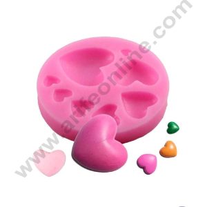 Cake Decor Silicone 7 Cavity Heart Shape Pink Fondant Marzipan Mould