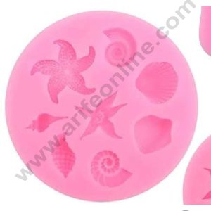 Cake Decor Silicone 8 Cavity Sea Shell Shape Pink Fondant Marzipan Mould