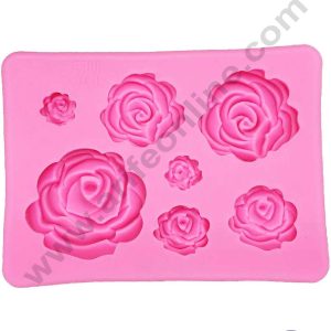 Cake Decor Silicone 7 Cavity Rose Shape Pink Fondant Marzipan Mould