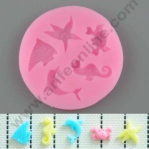 Cake Decor Silicone 5 Cavity Sea Fish Shape Pink Fondant Marzipan Mould