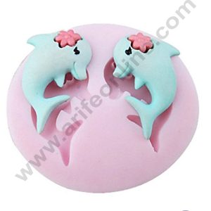 Cake Decor Silicone 2 Cavity Dolphin Shape Pink Fondant Marzipan Mould