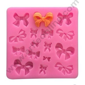 Cake Decor Silicone 16 Cavity Bow Shape Pink Fondant Marzipan Mould