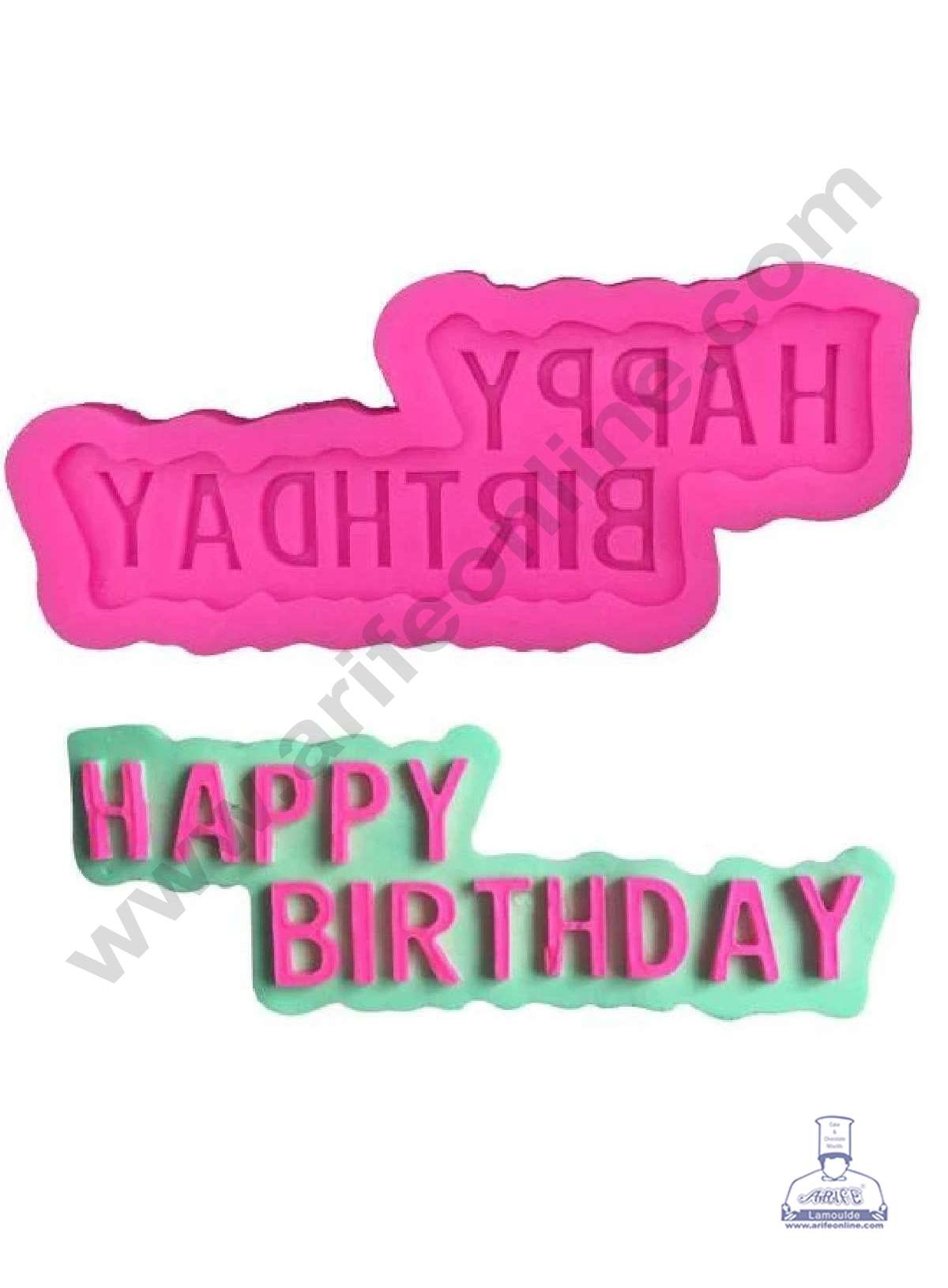 Cake Decor Silicone 1 Cavity Capital Happy Birthday Shape Pink Fondant Marzipan Mould