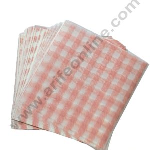 CAKE DECOR™ Imported Printed Parchment Paper | Bento Box Liner | Grease Proof Paper | Wrap Paper -Big Pink Checks Print /Plaid Print (100 Sheets)