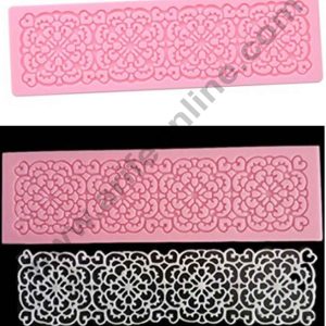 Cake Decor Silicon 1 Cavity Pink Lace Pattern Silicone Fondant Mould Marzipan Mould