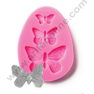Cake Decor Silicone 3 Cavity Butterfly Shape Pink Fondant Marzipan Mould