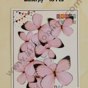 CAKE DECORβ’ 10 Pc Black Border Pastel Pink Colour Butterfly Paper Topper For Cake And Cupcake Decoration