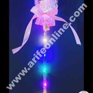 Cake Decor Plastic LED Light Cake Topper Balloon With Ribbon For Cake Decoration - Baby Pink