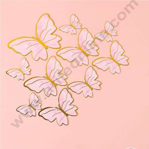 Cake Decor 10 pcs Pink Butterfly Paper Topper For Cake And Cupcake