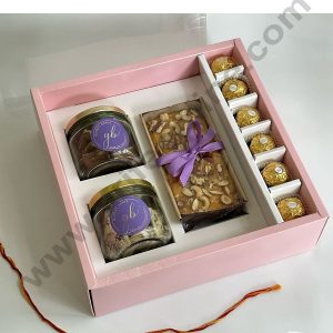 CAKE DECOR™ Platter Box for Dessert / Savoury | Chocolate Box Hamper Box 1 Pcs Pack - Pink