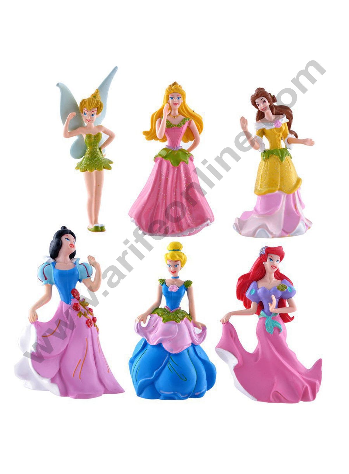 Cake Decor Toys 6 Pcs Set Princess Toys Plastic Action Figures Toys