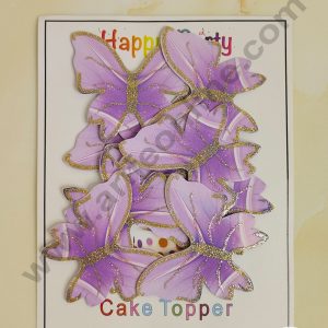 CAKE DECORβ’ 10 Pc Purple Glitter Colour Butterfly Paper Topper For Cake And Cupcake Decoration