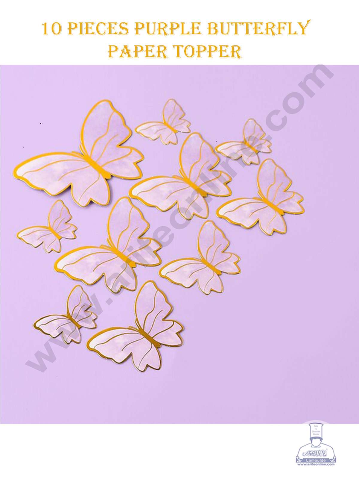 Cake Decor 10 Pieces Purple Butterfly Paper Topper For Cake And Cupcake