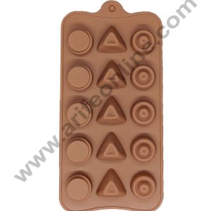 Cake Decor Silicon 15 Cavity Mix Round and Triangle Design Brown Chocolate Mould, Ice Mould,