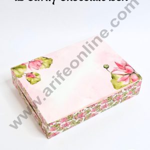 12 Cavity Pink Floral Print Chocolate Box  (1 Piece) - CAKE DECOR™