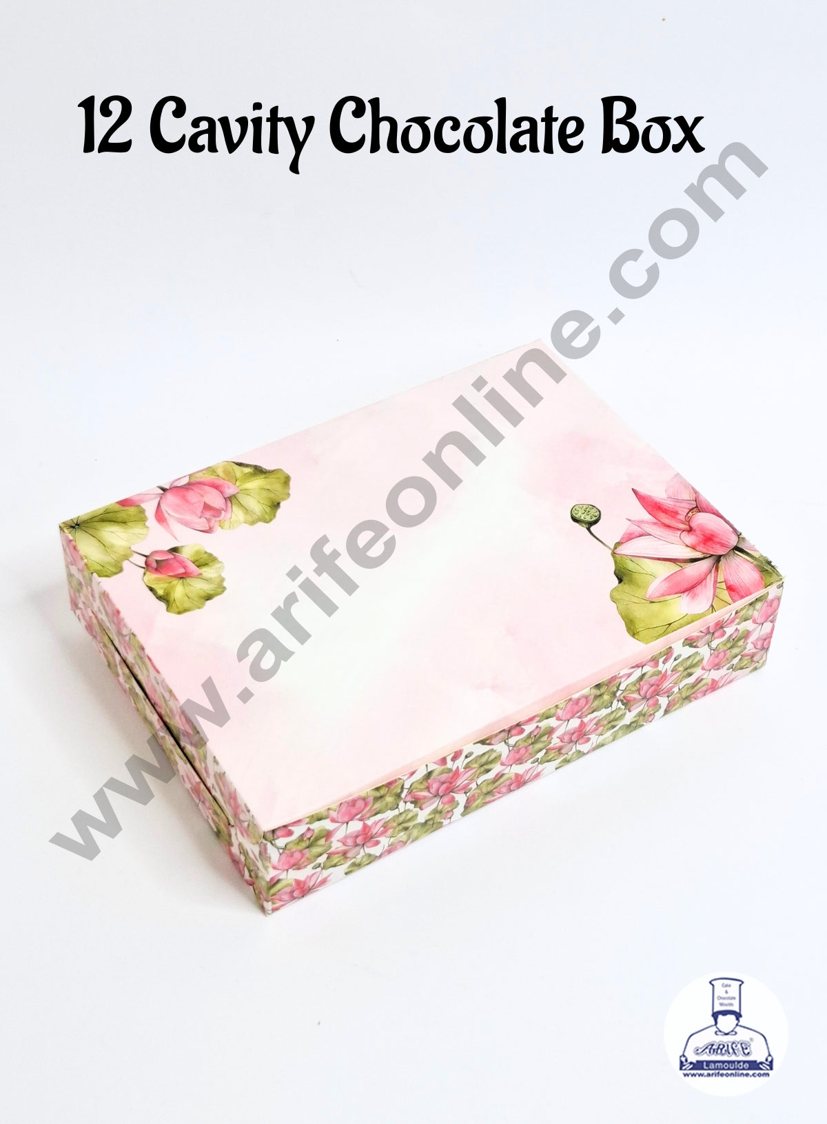 12 Cavity Pink Floral Print Chocolate Box (1 Piece) - CAKE DECORβ’