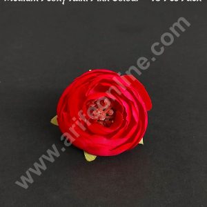 CAKE DECOR™ Medium Peony Artificial Flower For Cake Decoration – Rani Pink Colour ( 10 Pcs Pack )