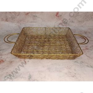 CAKE DECORβ’ Golden Metal Mesh Wired Rectangle Gift Hamper Basket ( SBSCS-M-003 )