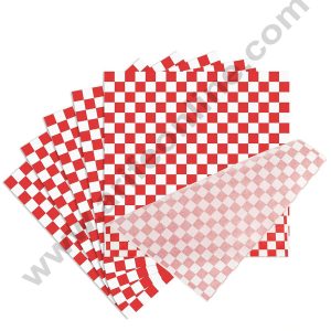CAKE DECOR™ Imported Printed Parchment Paper | Bento Box Liner | Grease Proof Paper | Wrap Paper -Big Red Checks Print /Plaid Print (100 Sheets)