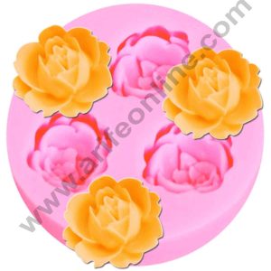 Cake Decor Silicon 3 Cavity Rose Flower Silicone Fondant Mould Marzipan Mould