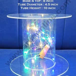 Cake Decor Single Tube Hollow Clear Acrylic Wedding & Party Cake Stand Separators - Round 10 inch Height