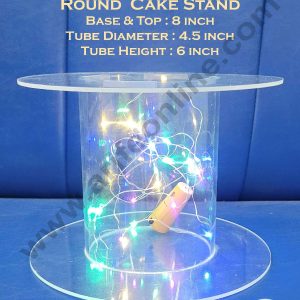 Cake Decor Single Tube Hollow Clear Acrylic Wedding & Party Cake Stand Separators - Round 6 inch Height