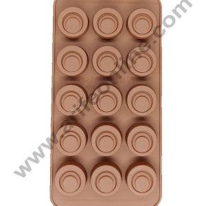 Cake Decor Silicon 15 Cavity Round Design Brown Chocolate Mould, Ice Mould