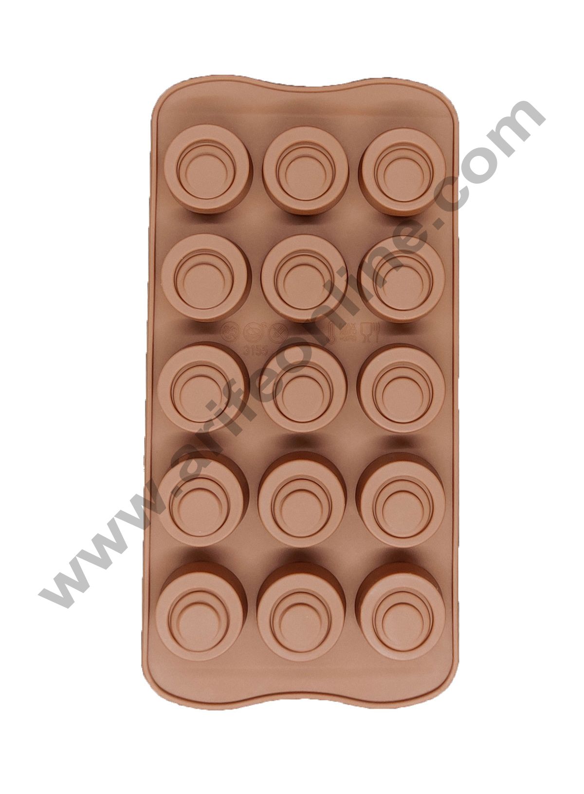 Cake Decor Silicon 15 Cavity Round Design Brown Chocolate Mould, Ice Mould