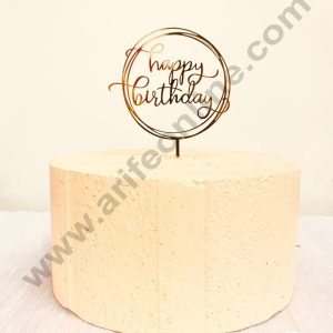 CAKE DECOR™ 5 inch Acrylic Happy Birthday Round Frame Cutout Cake Topper Cake Dessert Decoration ( SBMT-1235 )